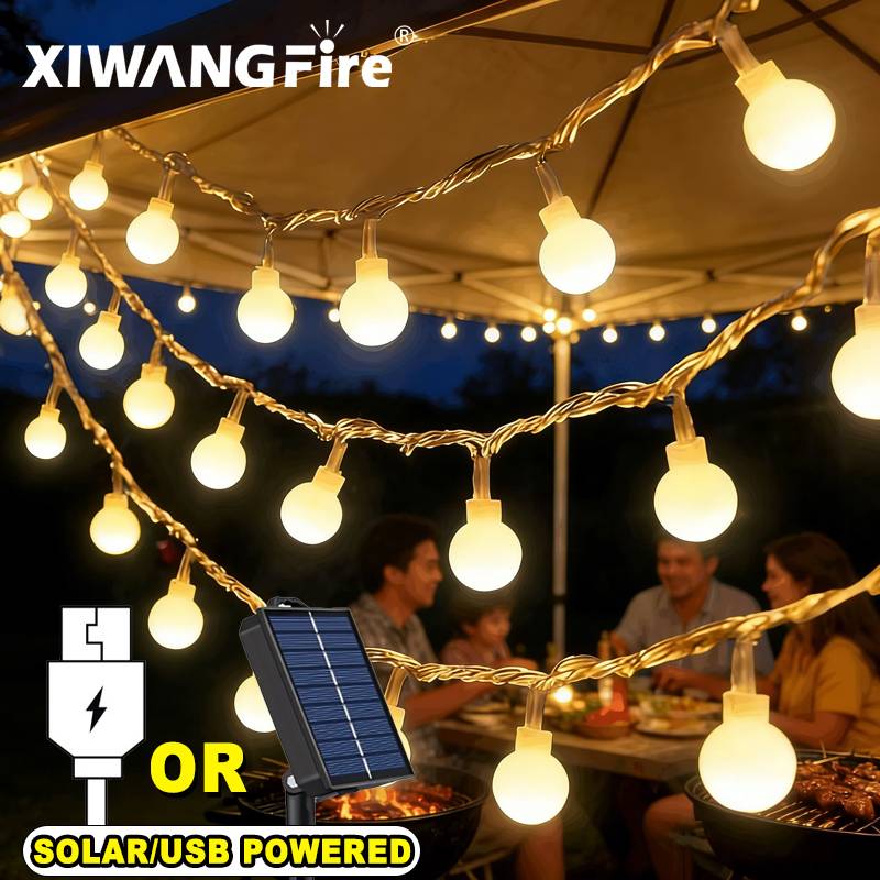 Solar Garden Light - Guirnalda de Luces Solares/USB/a Pilas de