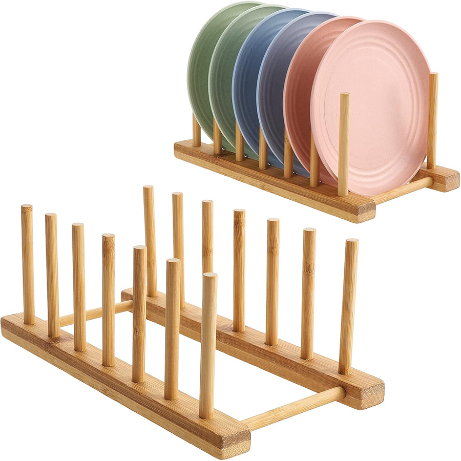 Bamboo Cutlery - Estante para platos de bambú, soporte