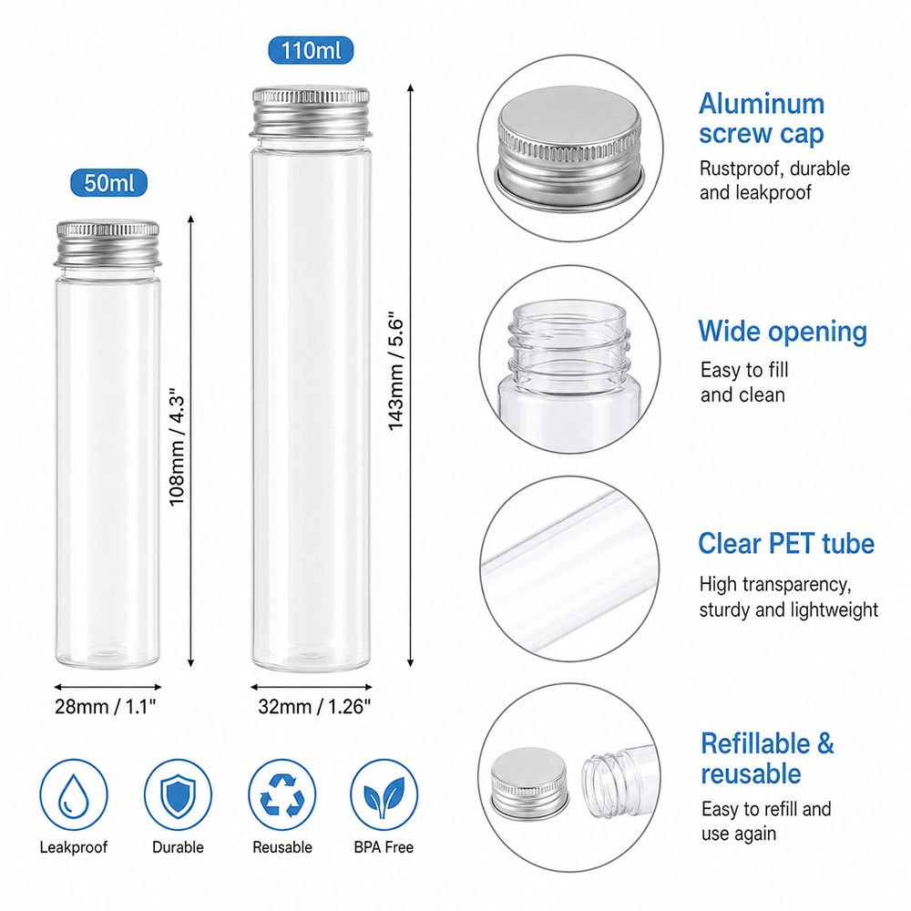 20 piezas de tubos planos tran - Reusable Bottle reseña y precio
