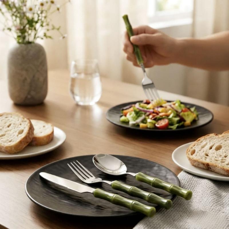 Cuchillo, tenedor y cuchara de - Bamboo Cutlery reseña y precio